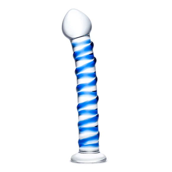 Glas 7.5inch Spiral Glass Dildo Blue Sensual Secret Boutique