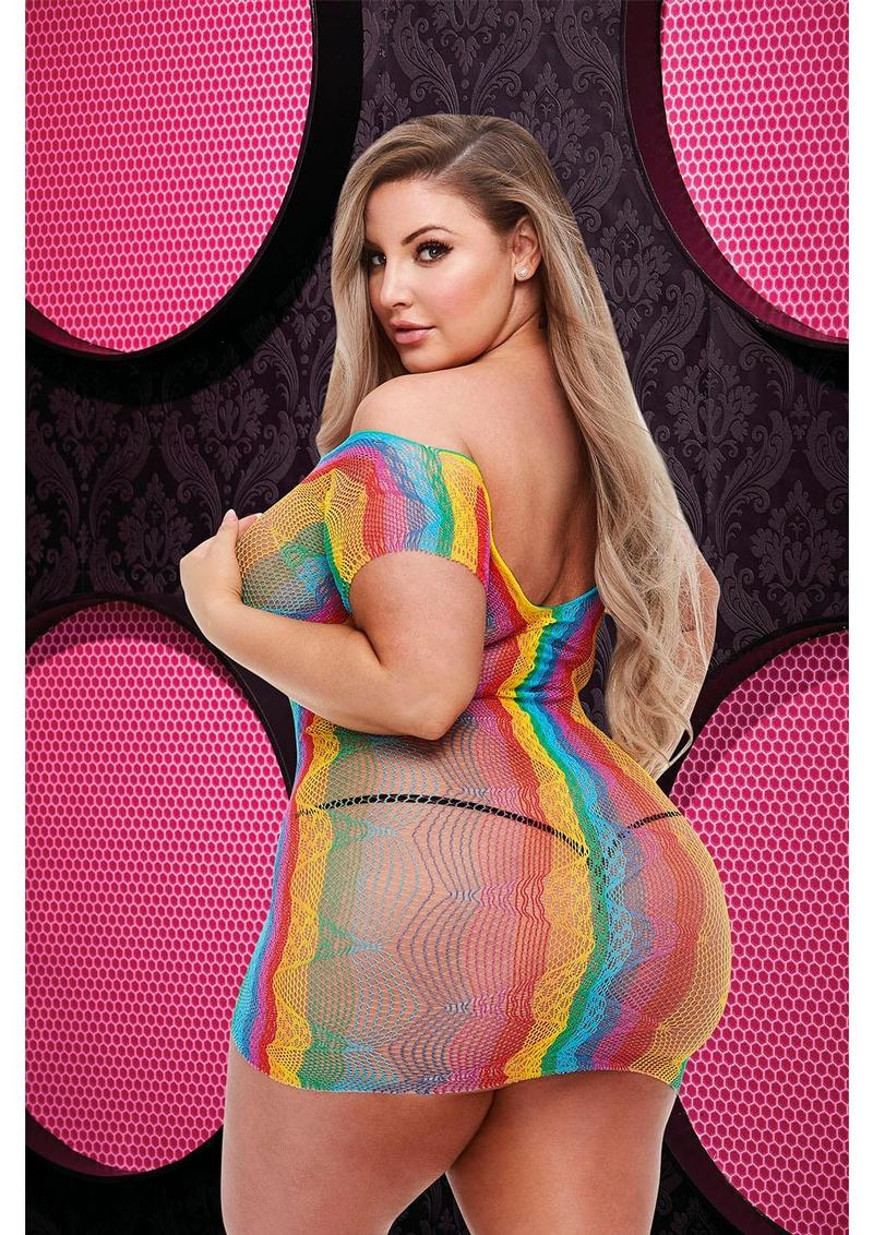 RAINBOW JACQUARD MINI DRESS - Q Sensual Secret Boutique