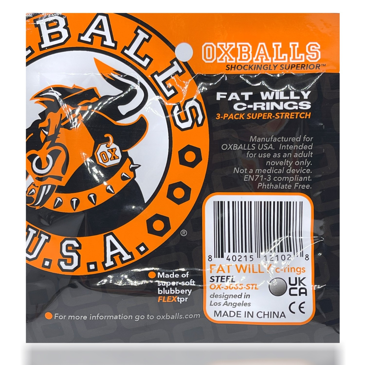 Oxballs Fat Willy 3 Pack Jumbo Cock Rings Orange Sensual Secret Boutique