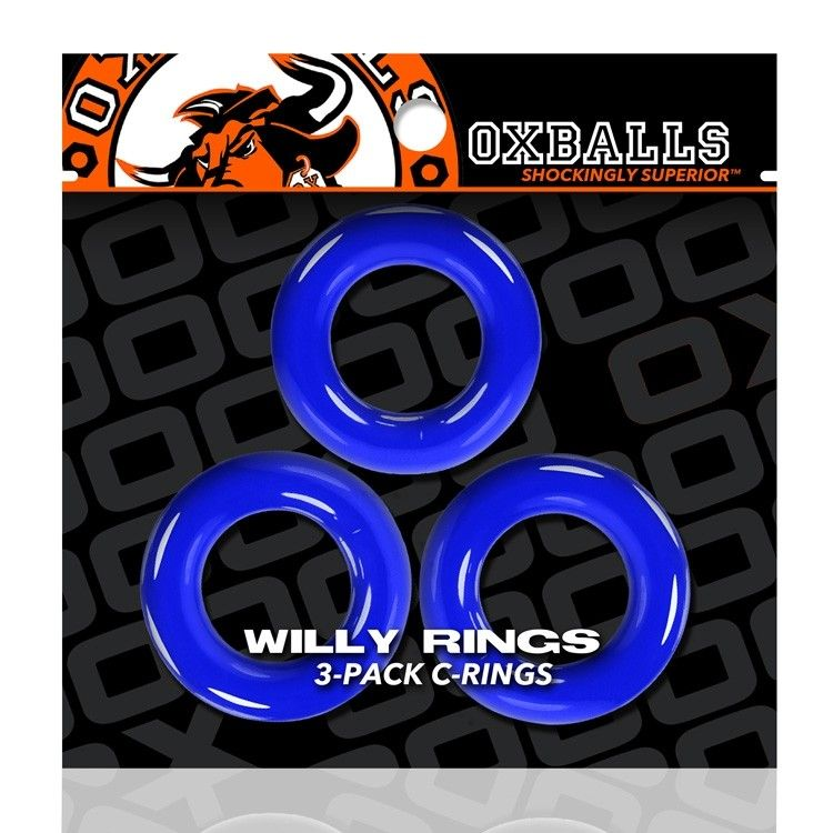 WILLY RINGS 3-pack cockrings  police blue Sensual Secret Boutique