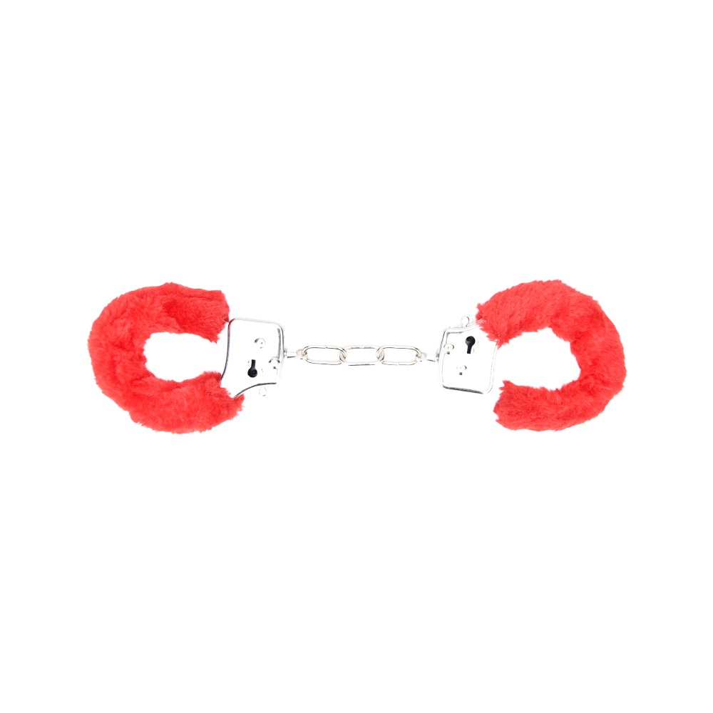 Bound to Play. Heavy Duty Furry Handcuffs Red Sensual Secret Boutique