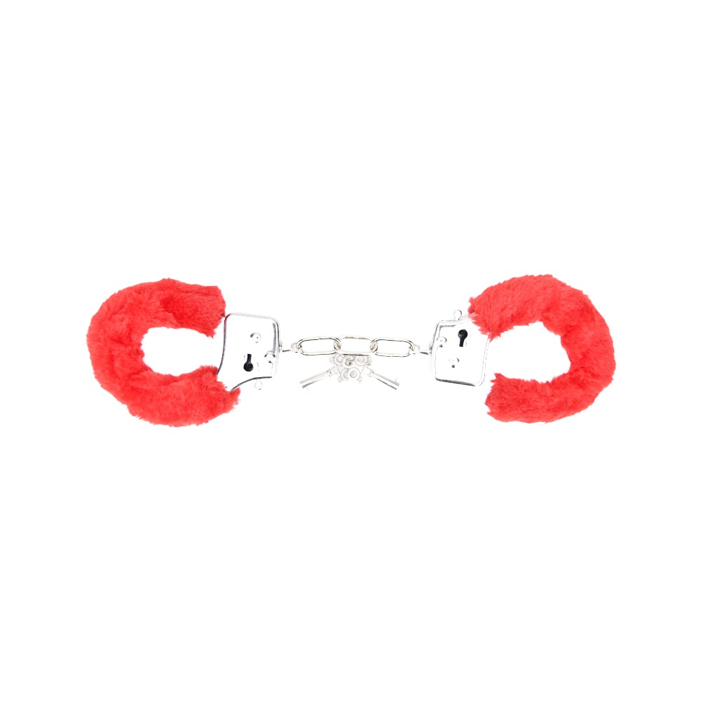 Bound to Play. Heavy Duty Furry Handcuffs Red Sensual Secret Boutique