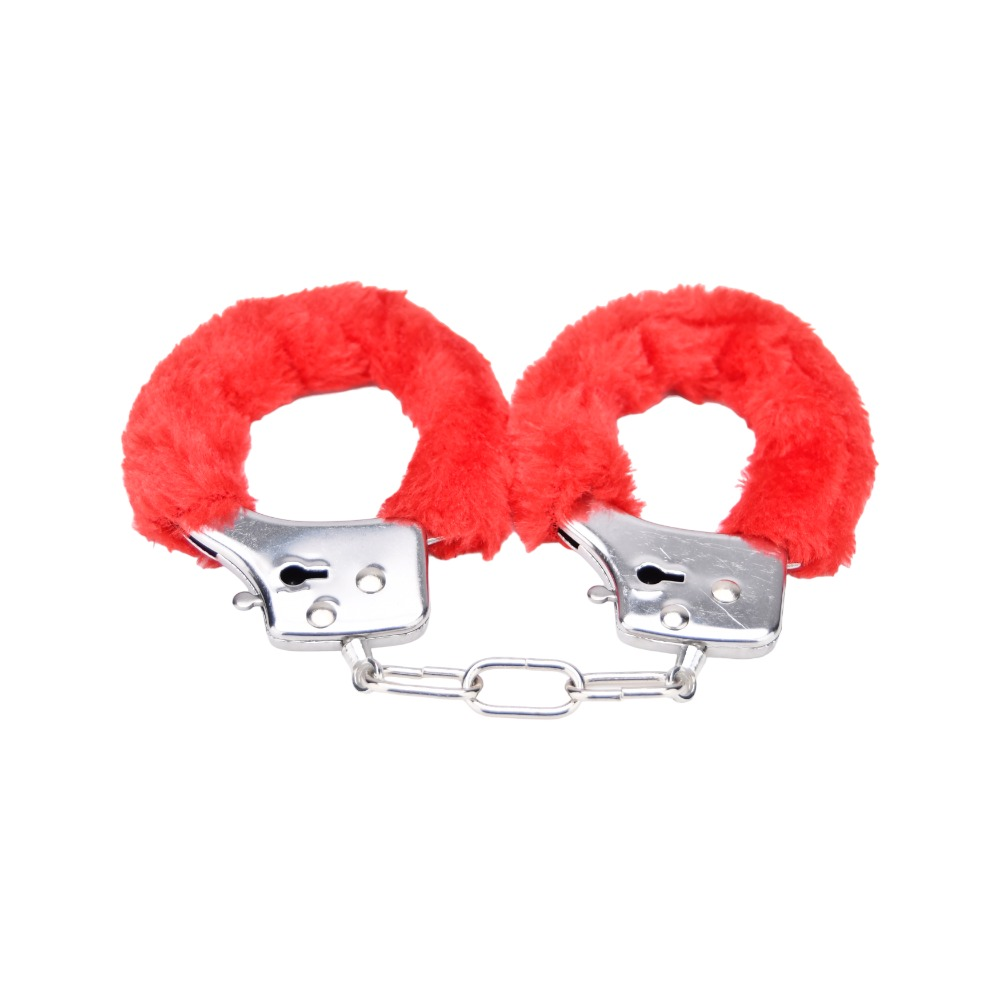 Bound to Play. Heavy Duty Furry Handcuffs Red Sensual Secret Boutique