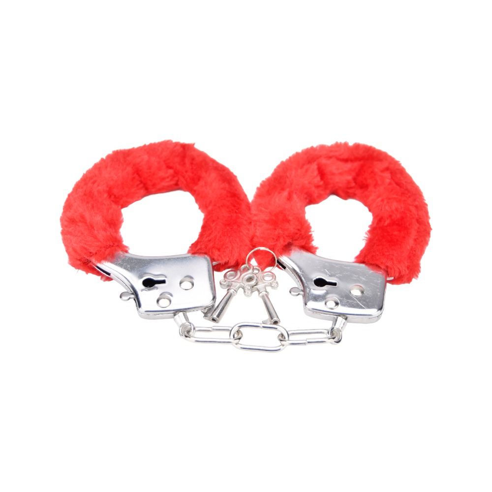 Bound to Play. Heavy Duty Furry Handcuffs Red Sensual Secret Boutique