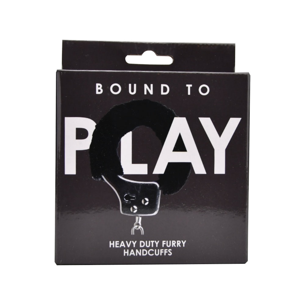 Bound to Play. Heavy Duty Furry Handcuffs Black Sensual Secret Boutique