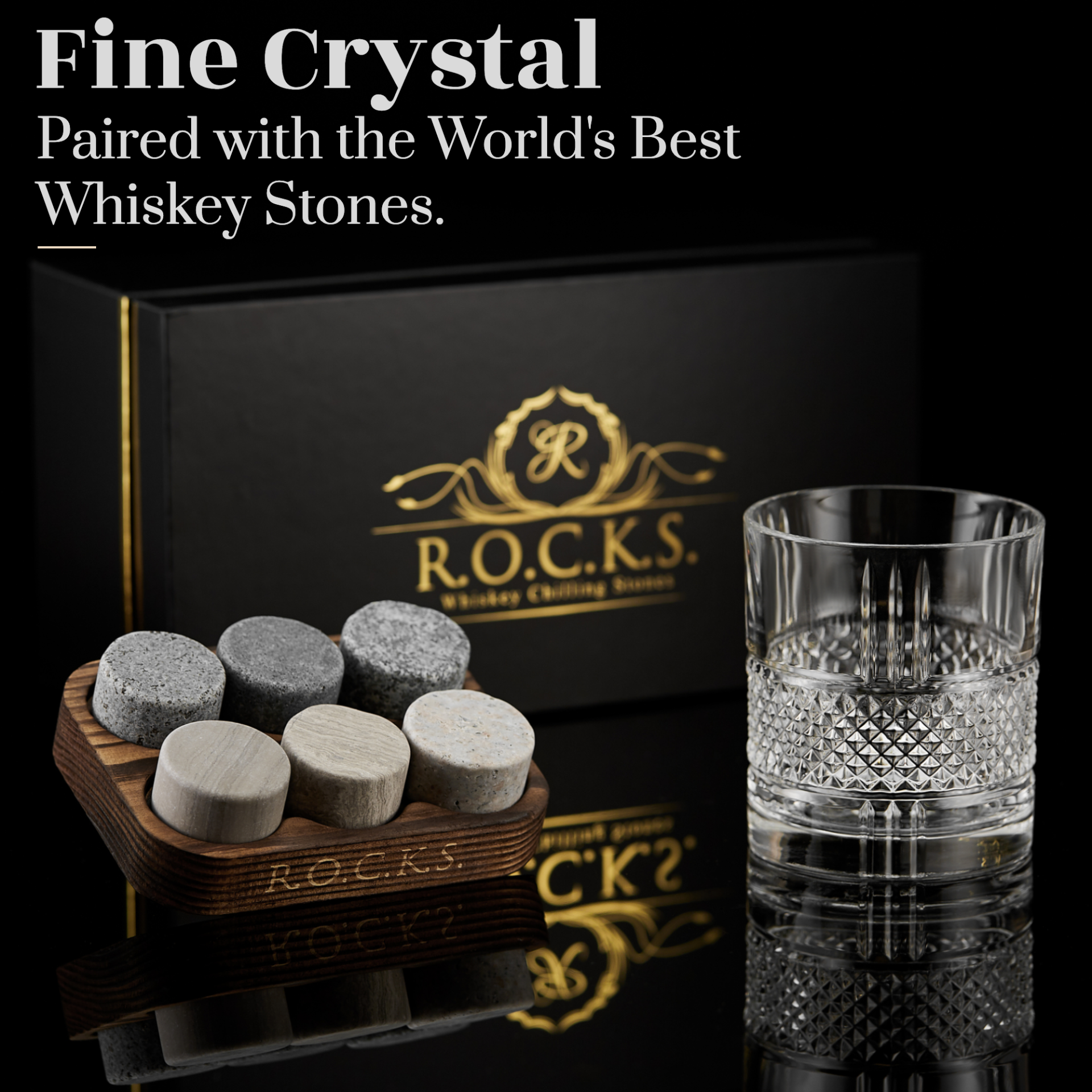 Whiskey Stones & Crystal Glass Gift Set - Reserve Tumbler (11.7oz) | Premium Quality Sensual Secret Boutique