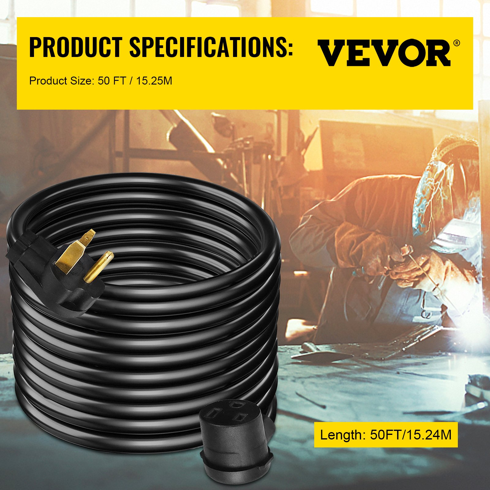 VEVOR Welder Extension Cord 40Amp 50ft 250V | Welding Power Cord Sensual Secret Boutique