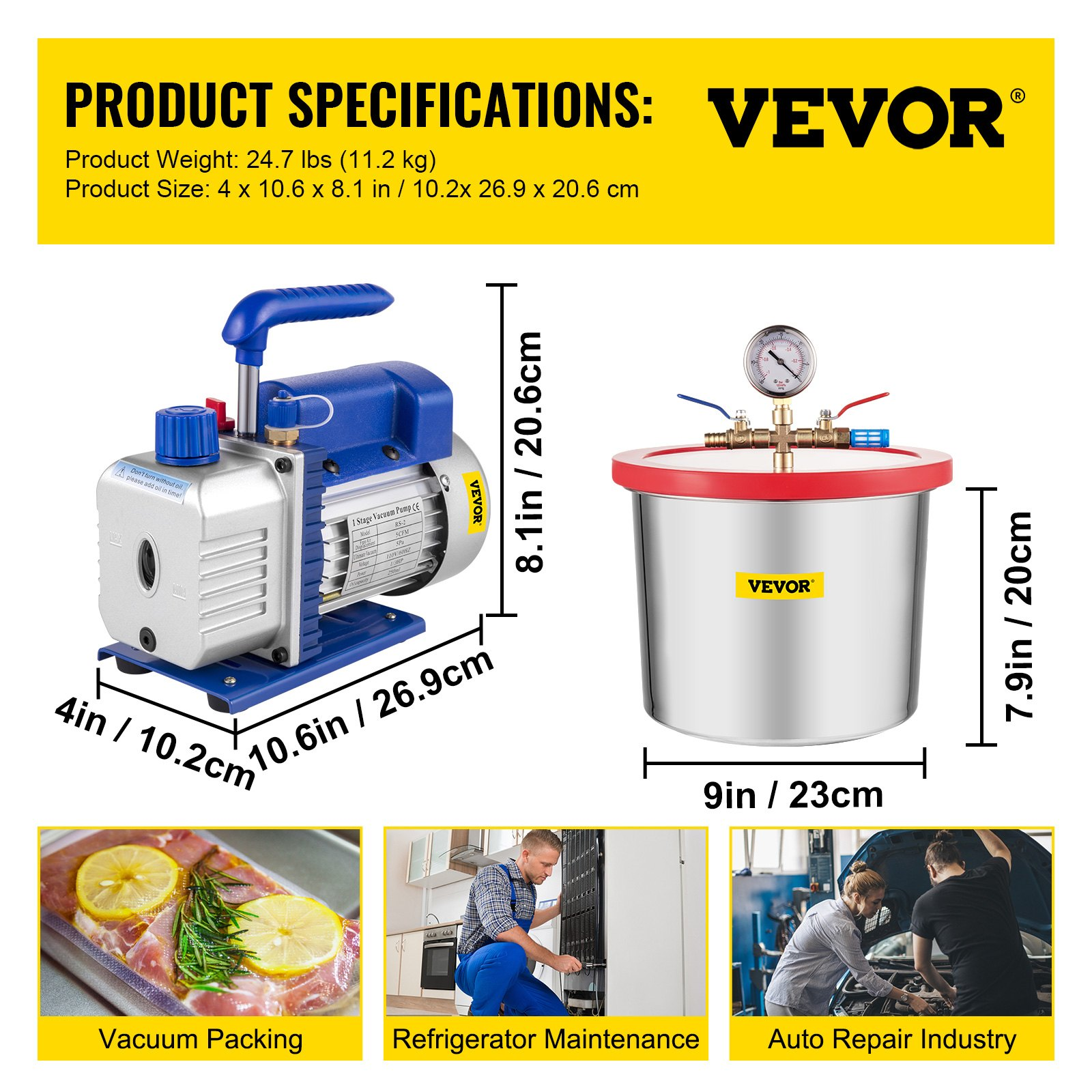 VEVOR 2 Gallon Vacuum Chamber With 5CFM Single-Pole Vacuum Pump Sensual Secret Boutique