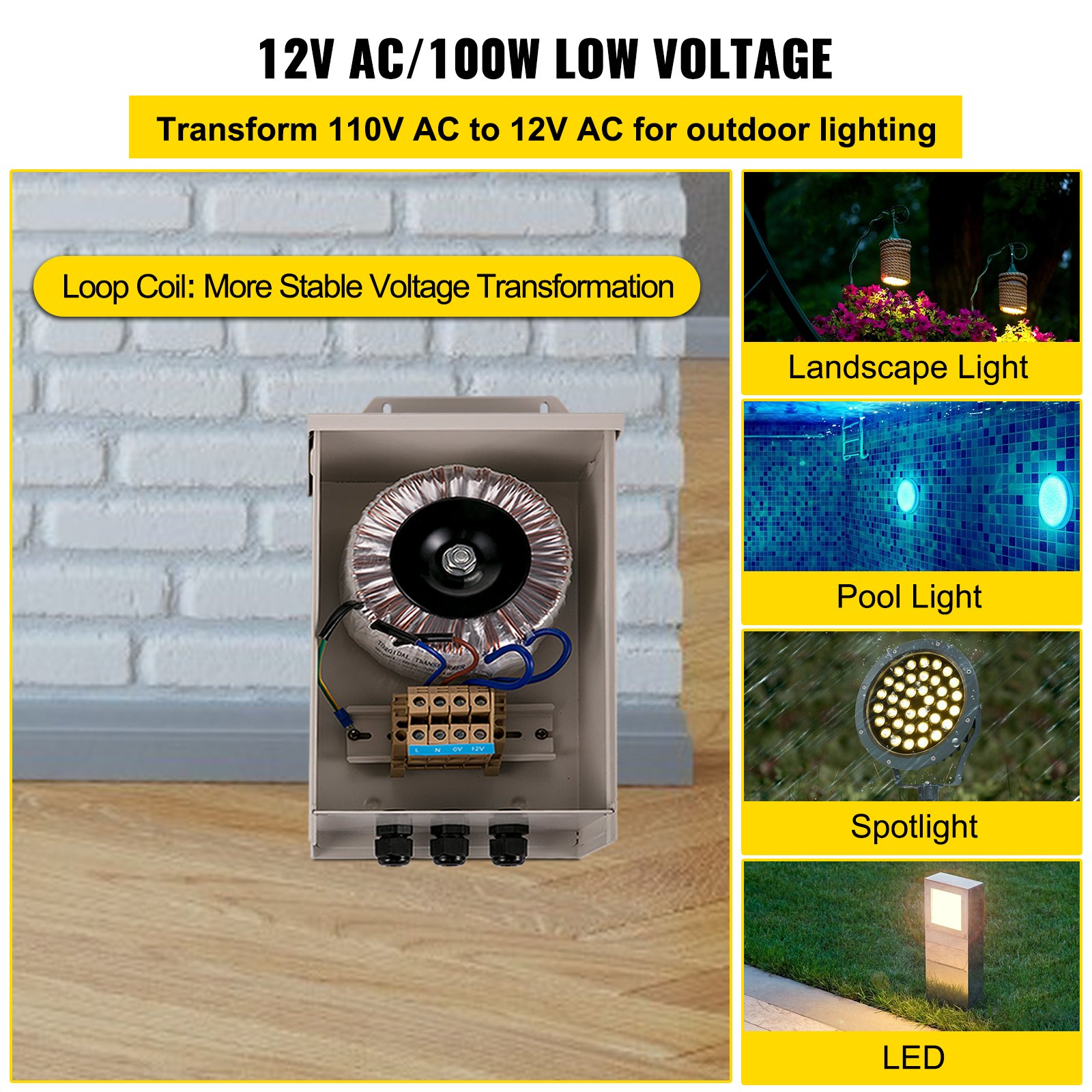 VEVOR Pool Light Transformer - 100 Watt Outdoor Landscape Lighting Transformer Sensual Secret Boutique