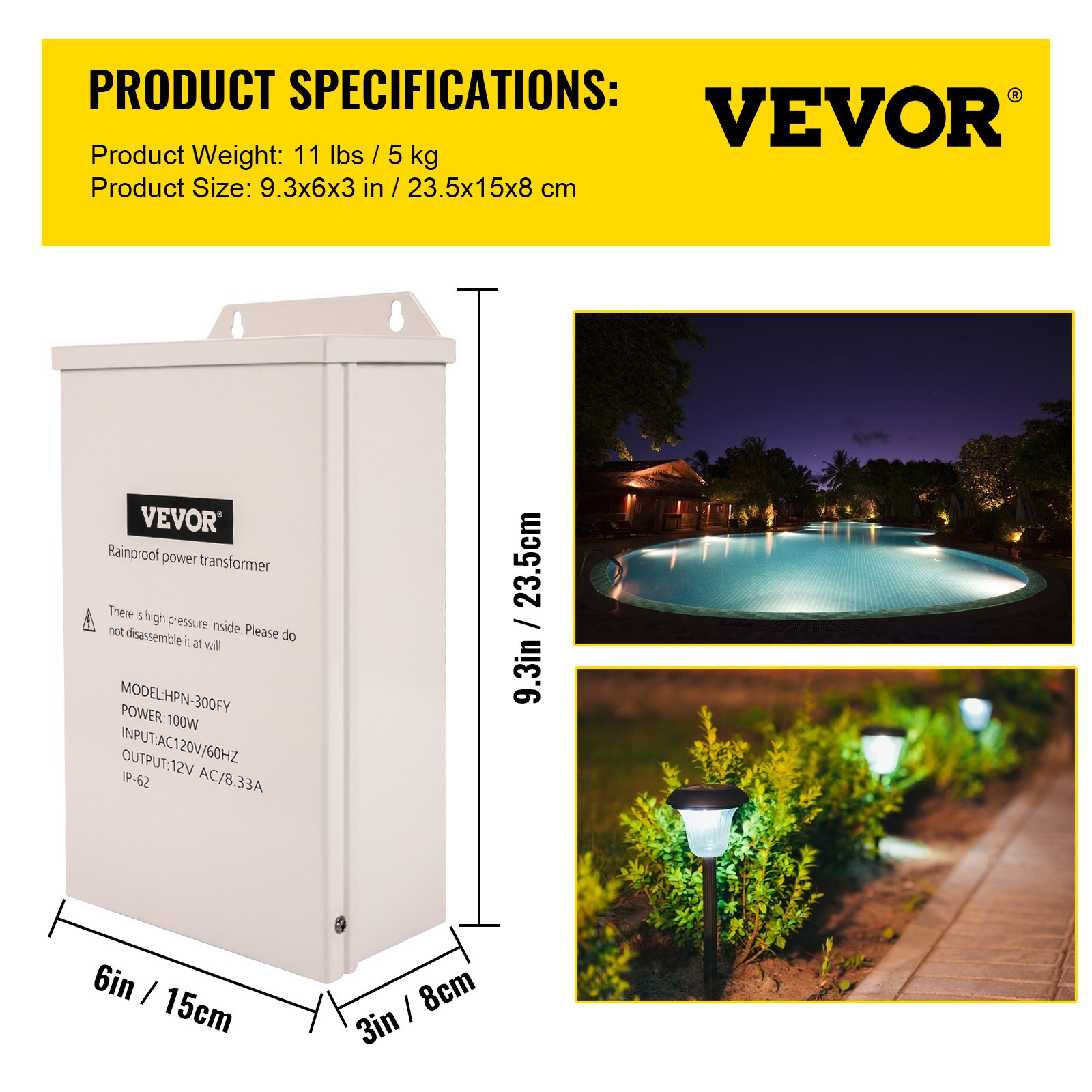 VEVOR Pool Light Transformer - 100 Watt Outdoor Landscape Lighting Transformer Sensual Secret Boutique