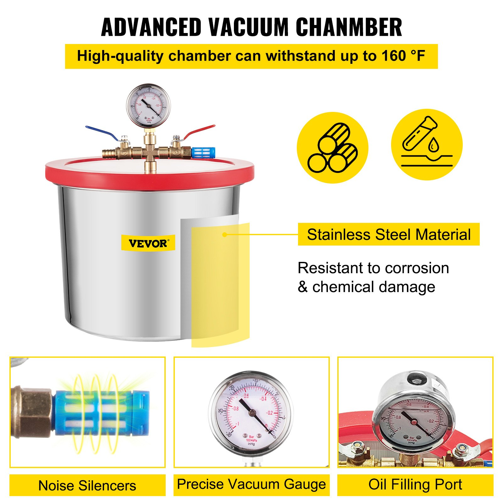 VEVOR 2 Gallon Vacuum Chamber With 5CFM Single-Pole Vacuum Pump Sensual Secret Boutique