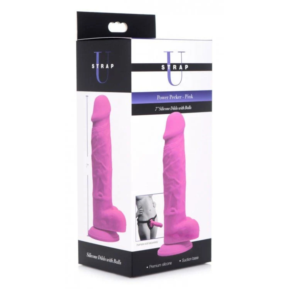 Power Pecker 7 Silicone Dildo with Balls - Pink" Sensual Secret Boutique