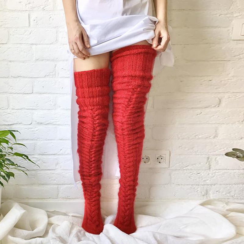 Winter Socks Over The Knee Lengthened Long Tube Knitted Pile Socks Sensual Secret Boutique