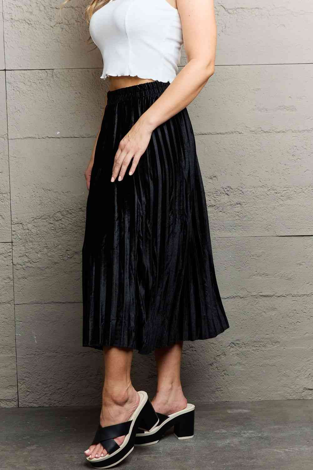 Ninexis Accordion Pleated Flowy Midi Skirt - Elegant and Stylish Sensual Secret Boutique