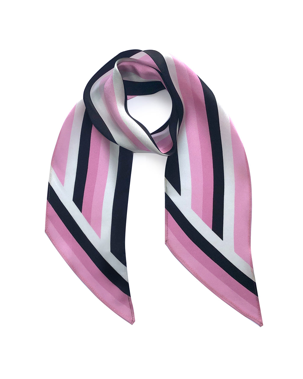 Henley Silk Stripe Neck Scarf Pink Sensual Secret Boutique