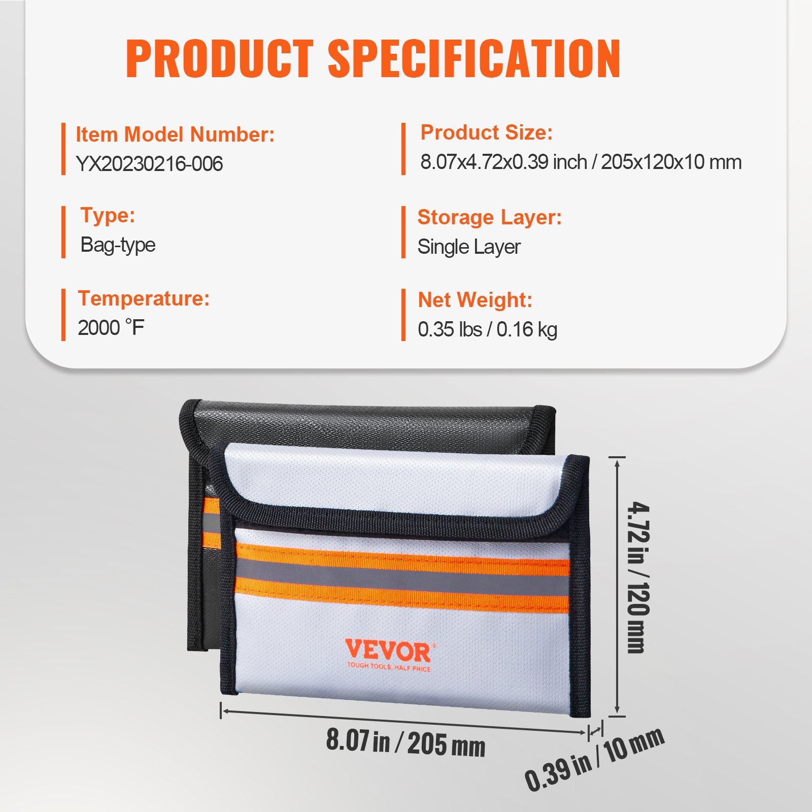 VEVOR Fireproof Document Bag - Waterproof Money Bag with Zipper Sensual Secret Boutique