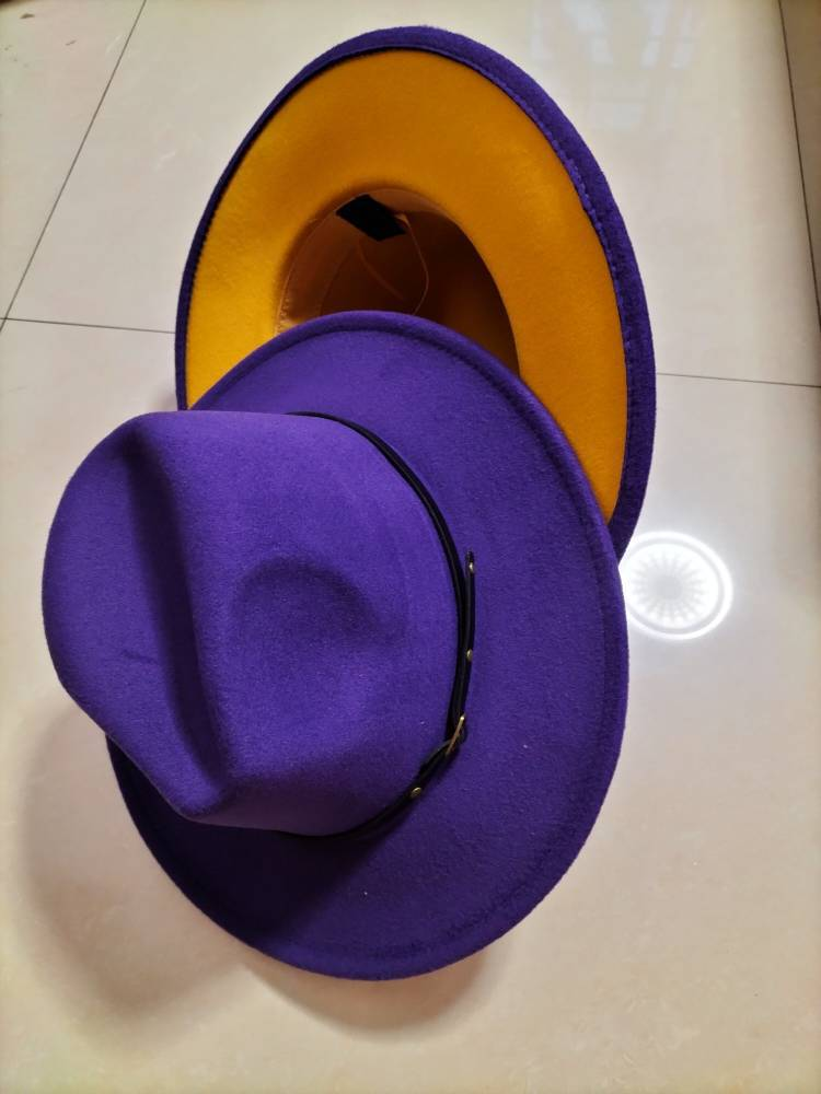 European And American Popular Woolen Top Color Matching Flat Brim Fedora Jazz Hat Sensual Secret Boutique