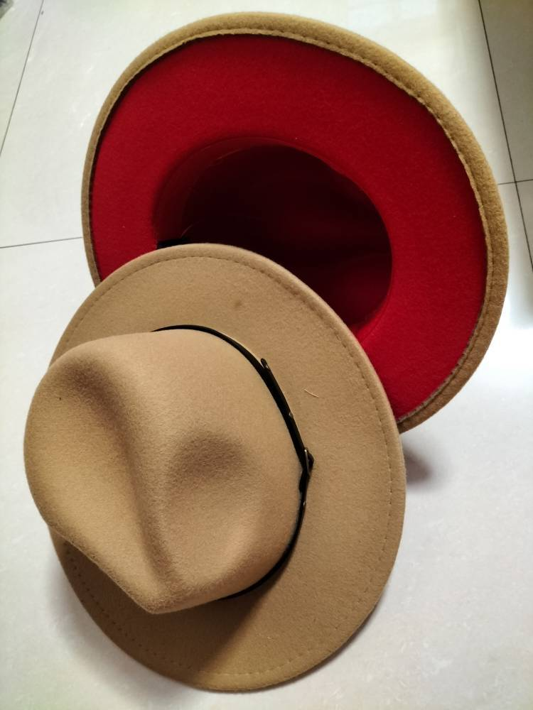 European And American Popular Woolen Top Color Matching Flat Brim Fedora Jazz Hat Sensual Secret Boutique