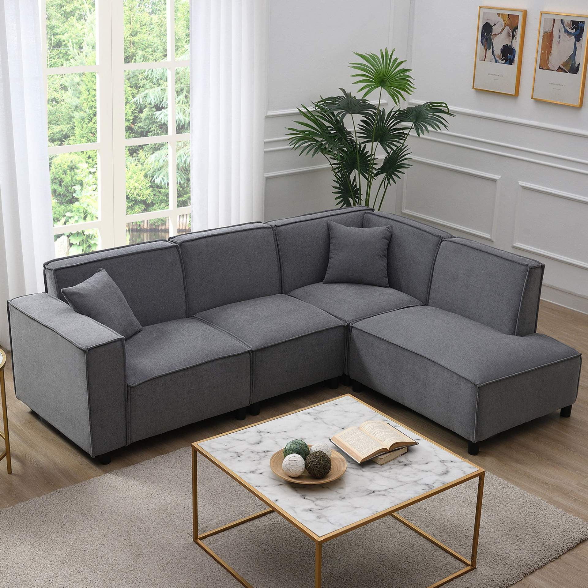 97*74" Modern Minimalist Style Sectional Sofa | L-Shaped Couch Set Sensual Secret Boutique