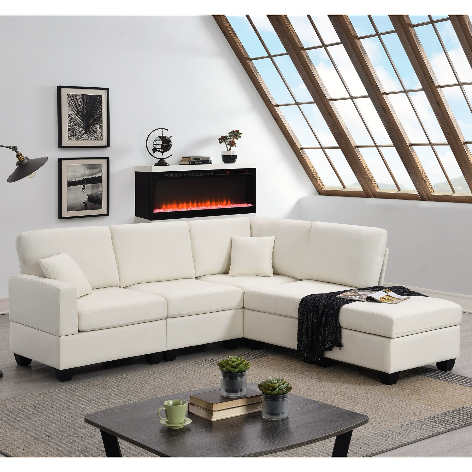 89.8*60.2" Modern Sectional Sofa, 5-Seat Modular Couch Set with Convertible Ottoman Sensual Secret Boutique