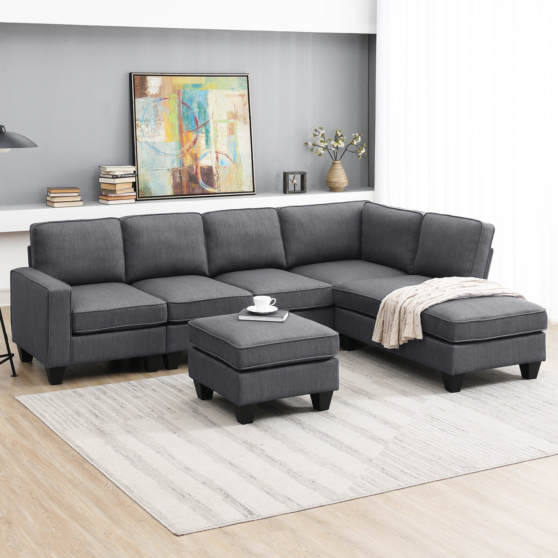 104.3*78.7" Modern L-shaped Sectional Sofa - Stylish Design, High-Quality Fabric, and Convertible Ottoman | [Brand Name] Sensual Secret Boutique