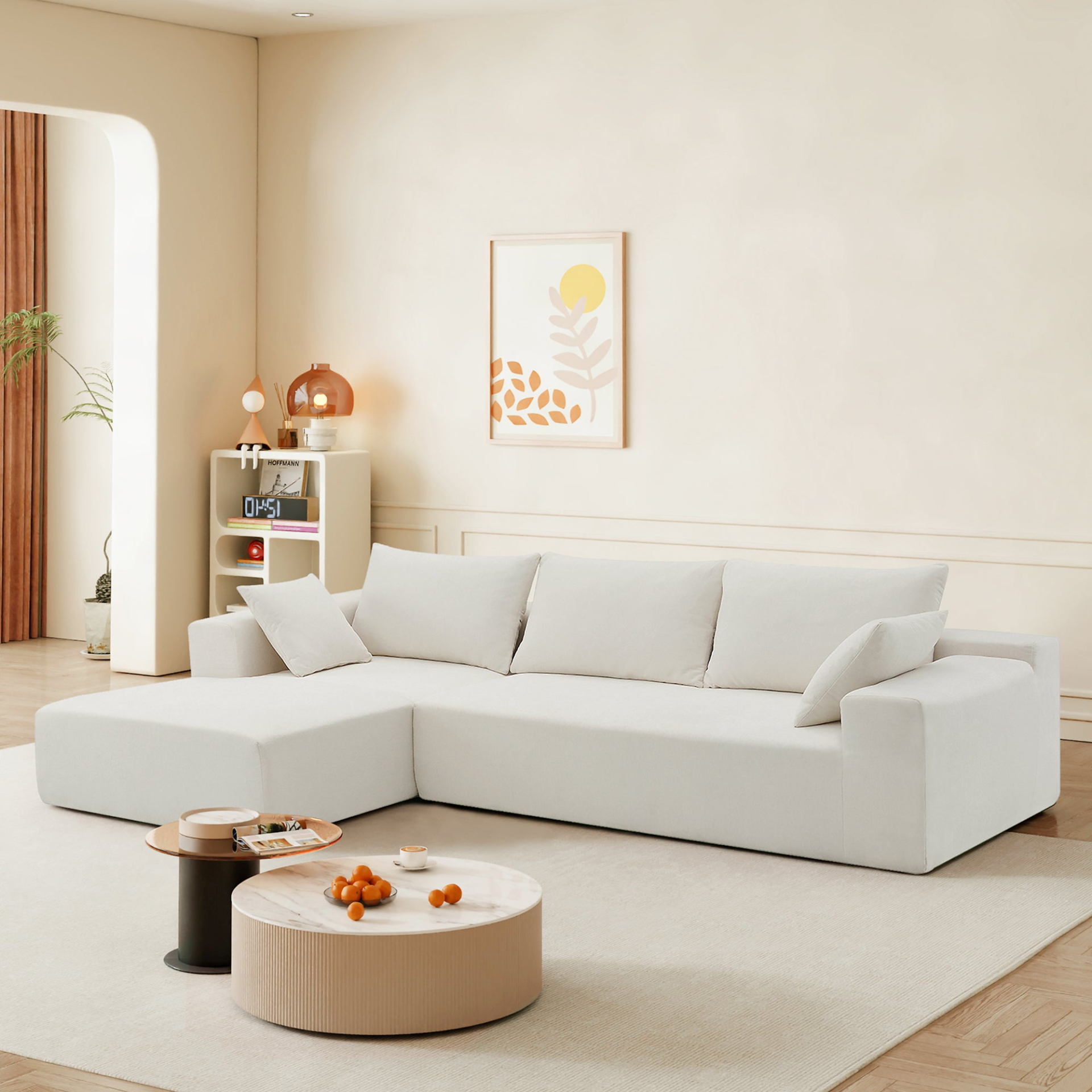 109*68" Modular Sectional Living Room Sofa Set, Modern Minimalist Style Couch, Upholstered Sleeper Sofa - White Sensual Secret Boutique