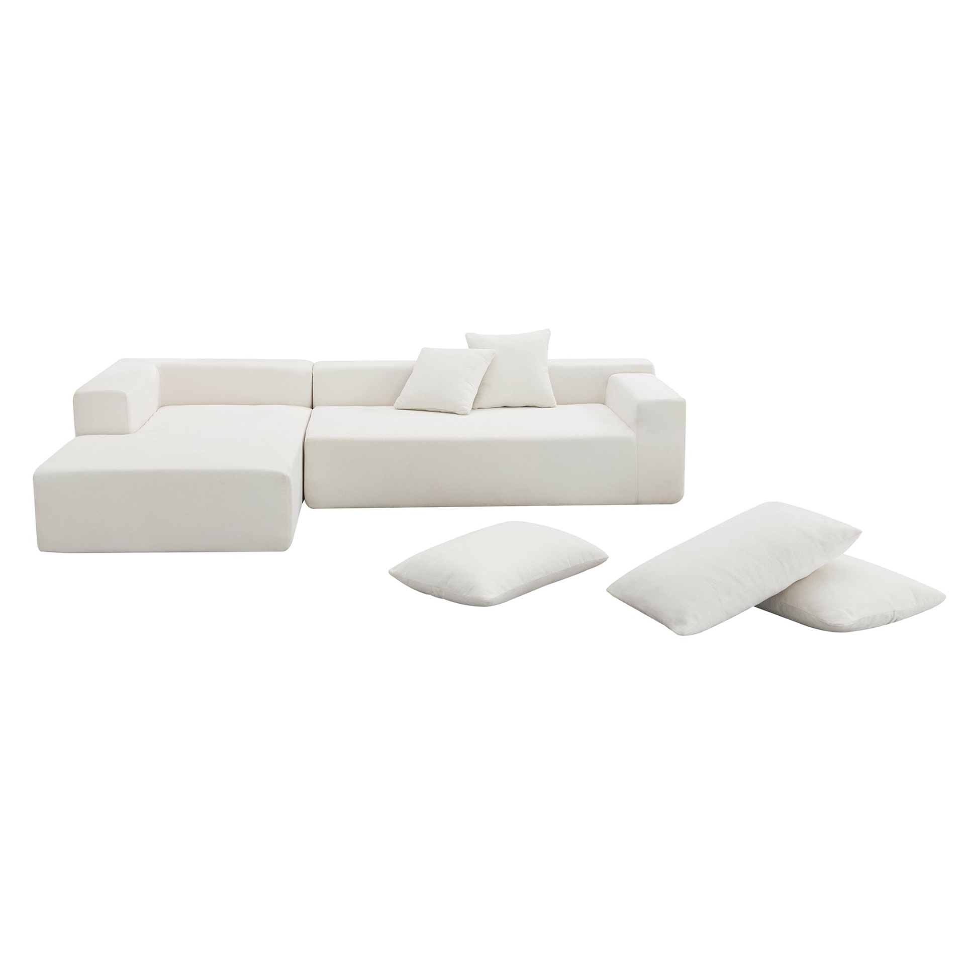 109*68" Modular Sectional Living Room Sofa Set, Modern Minimalist Style Couch, Upholstered Sleeper Sofa - White Sensual Secret Boutique