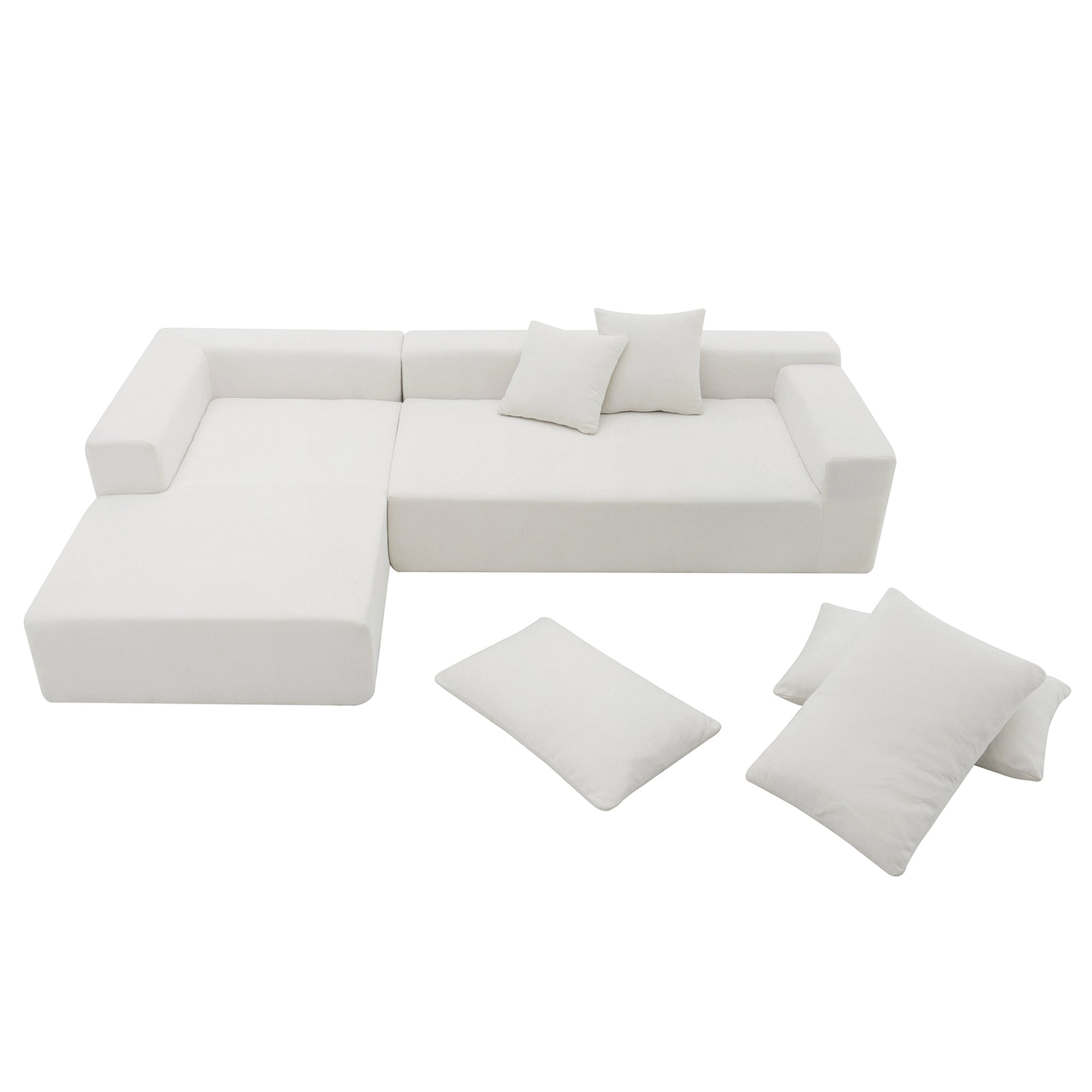 109*68" Modular Sectional Living Room Sofa Set, Modern Minimalist Style Couch, Upholstered Sleeper Sofa - White Sensual Secret Boutique