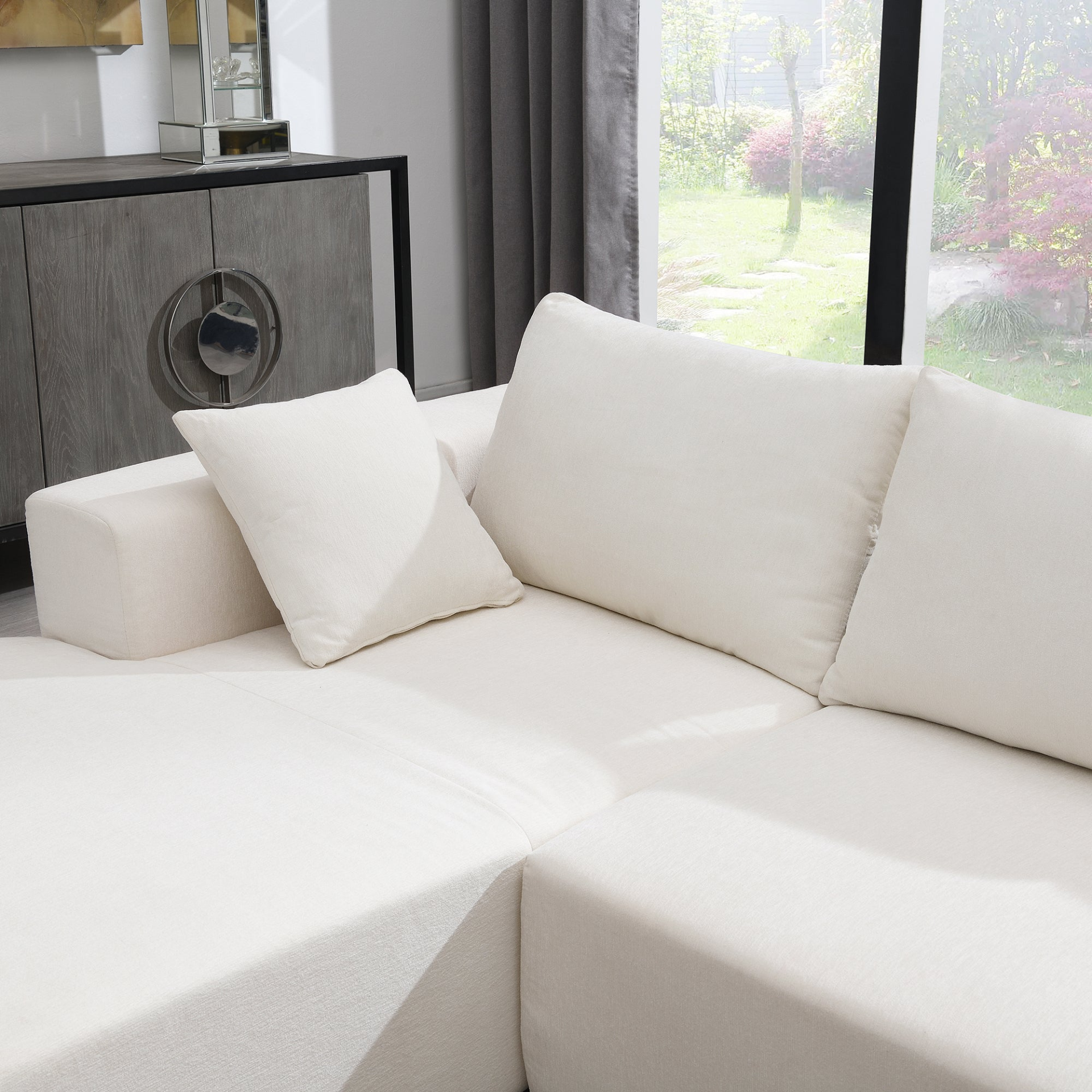 109*68" Modular Sectional Living Room Sofa Set, Modern Minimalist Style Couch, Upholstered Sleeper Sofa - White Sensual Secret Boutique