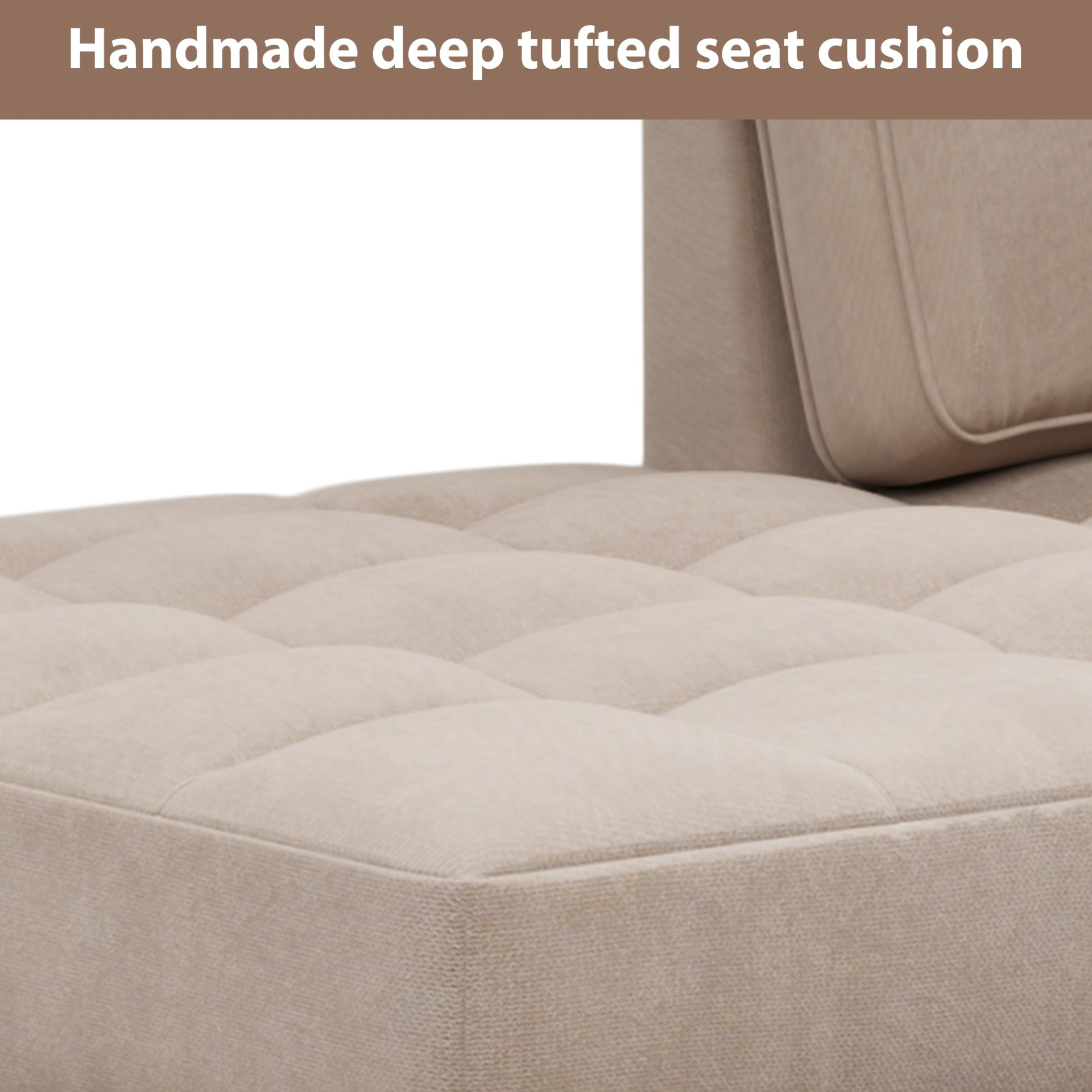 64" Deep Tufted Upholstered Textured Fabric Chaise Lounge - Warm Grey Sensual Secret Boutique