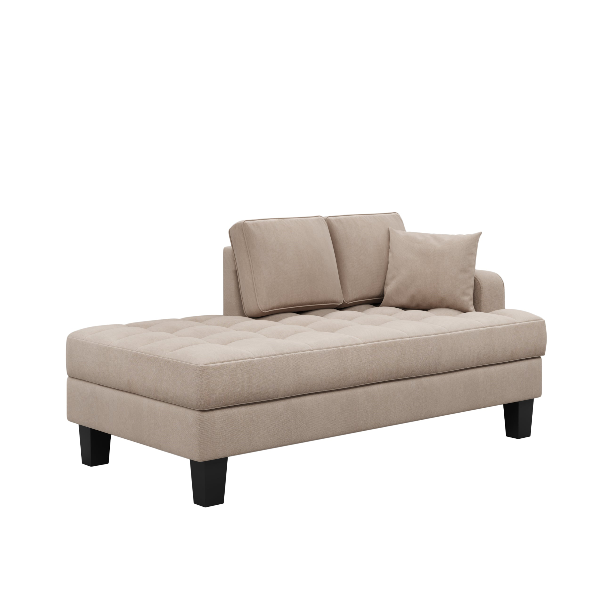 64" Deep Tufted Upholstered Textured Fabric Chaise Lounge - Warm Grey Sensual Secret Boutique