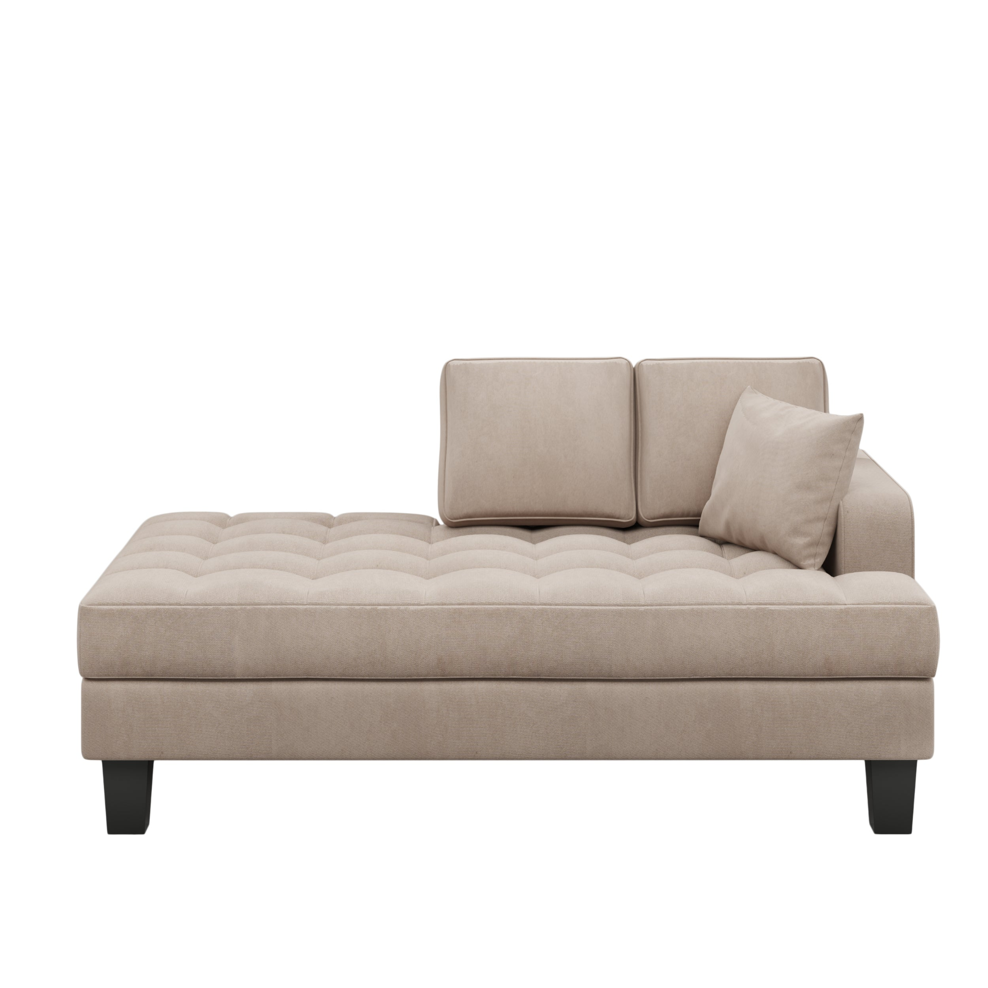 64" Deep Tufted Upholstered Textured Fabric Chaise Lounge - Warm Grey Sensual Secret Boutique