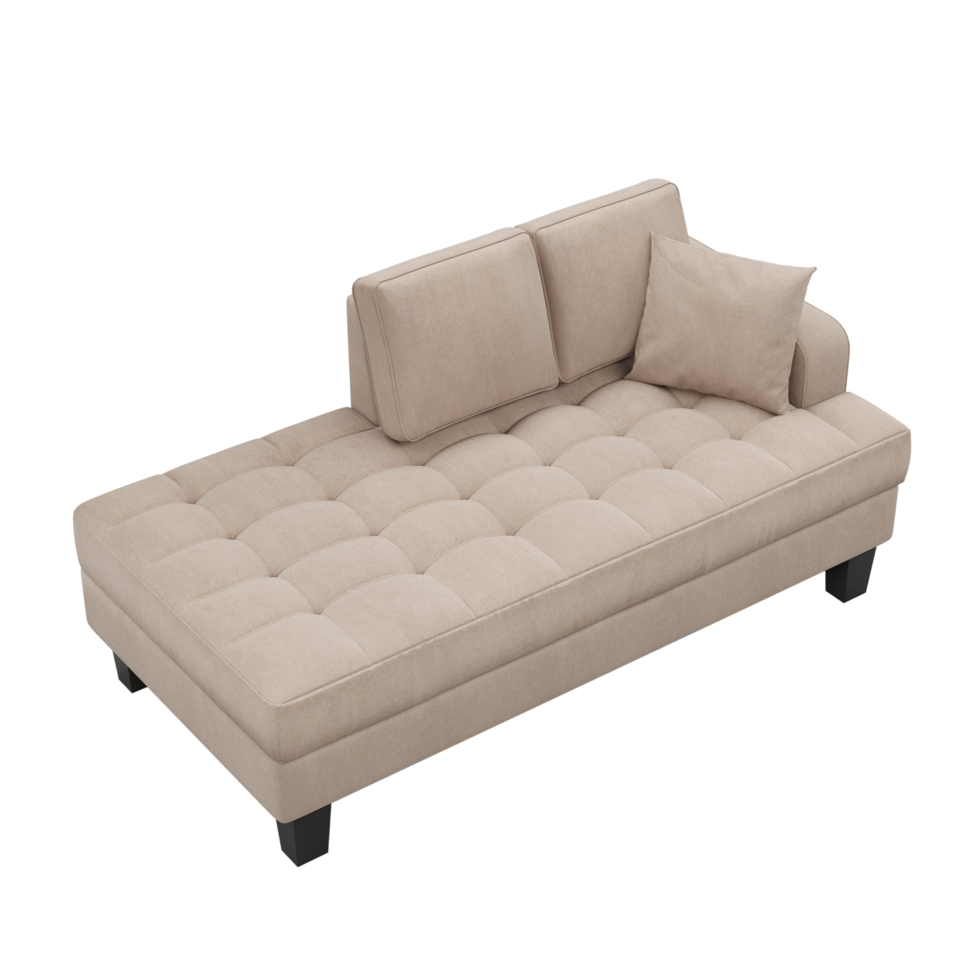 64" Deep Tufted Upholstered Textured Fabric Chaise Lounge - Warm Grey Sensual Secret Boutique