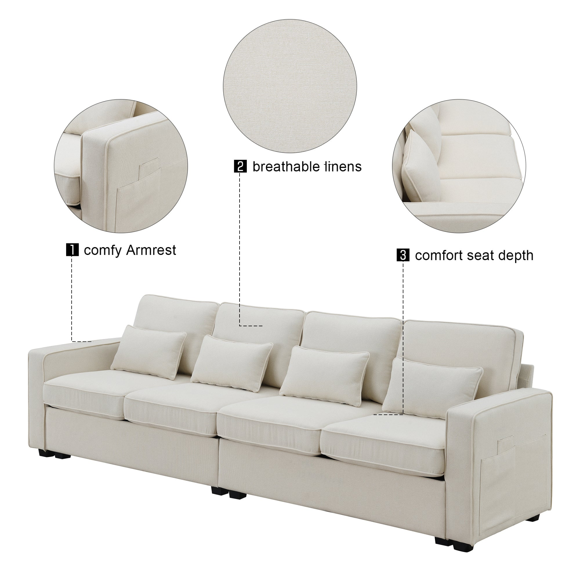 Upgrade Your Living Space with the 104" Modern Linen Fabric Sofa Sensual Secret Boutique