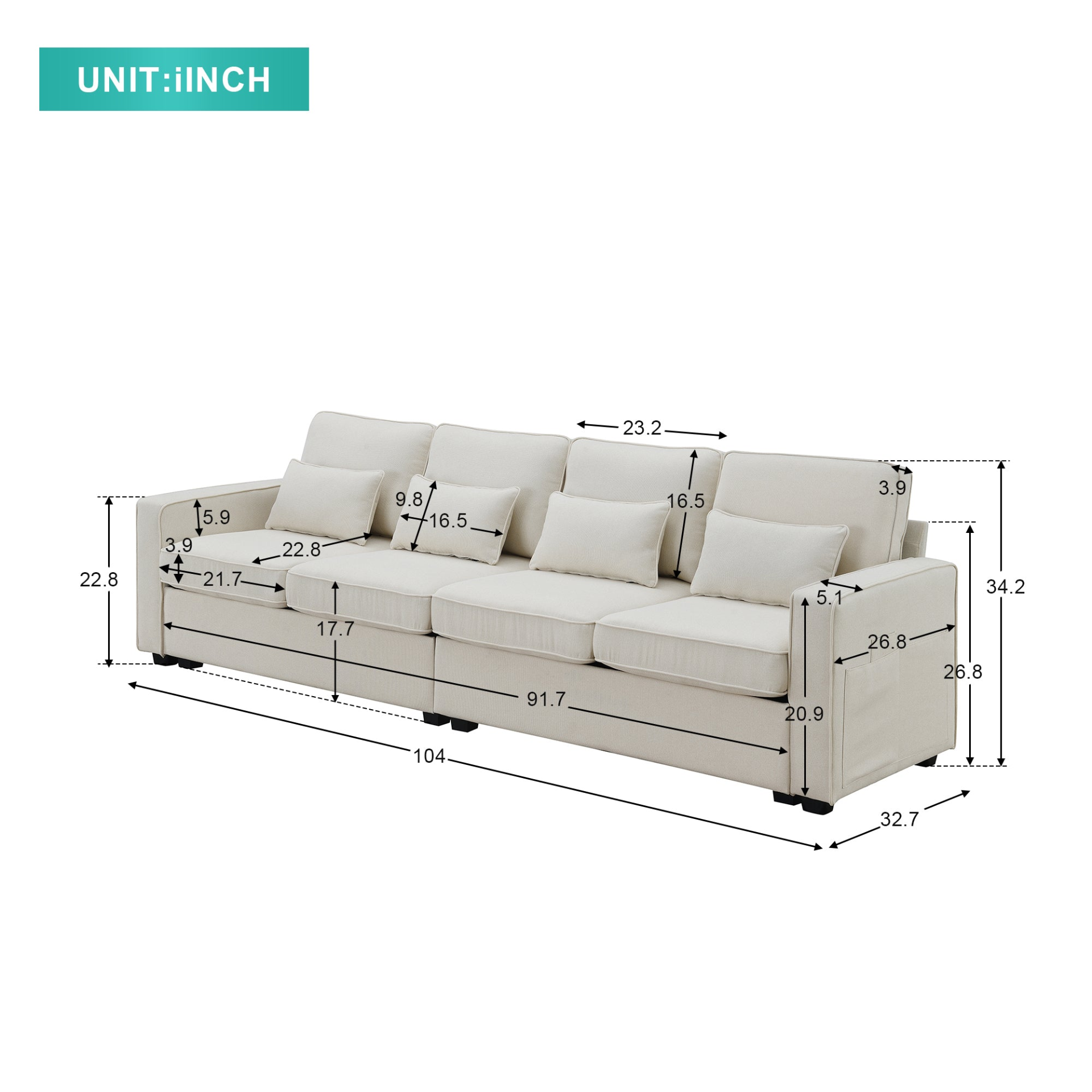 Upgrade Your Living Space with the 104" Modern Linen Fabric Sofa Sensual Secret Boutique