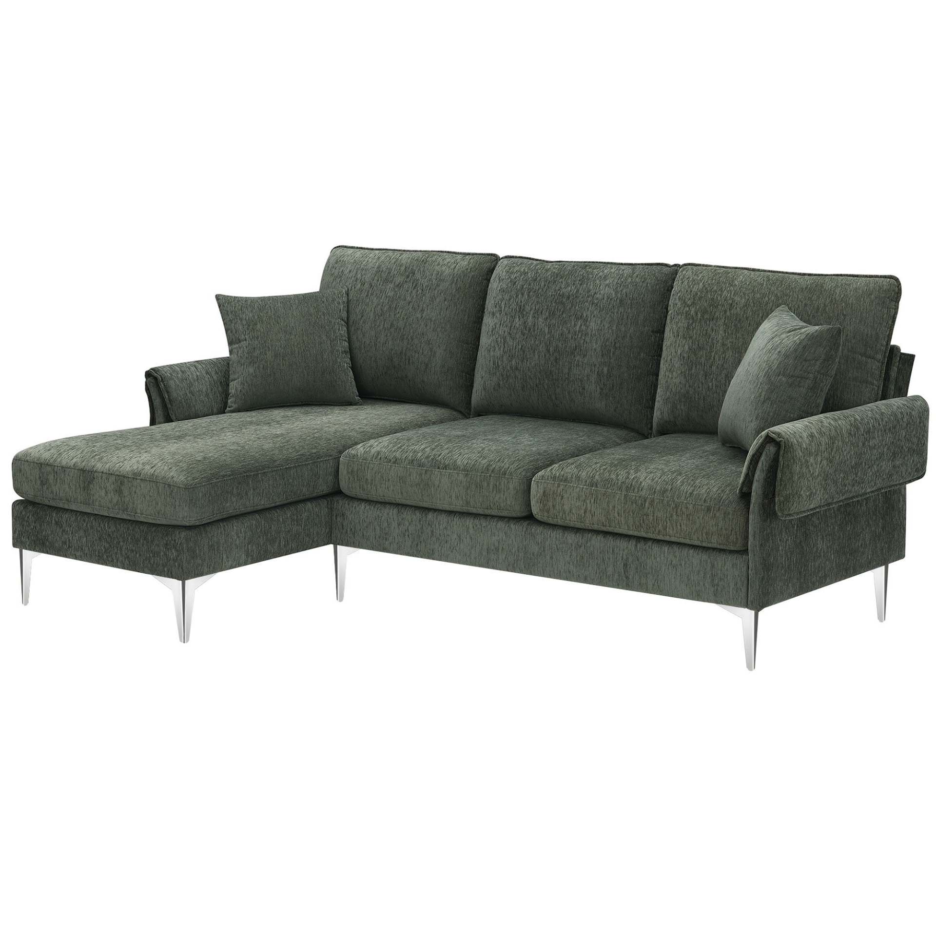 Modern Chenille L-Shaped Convertible Sectional Sofa with Reversible Chaise Lounge Sensual Secret Boutique