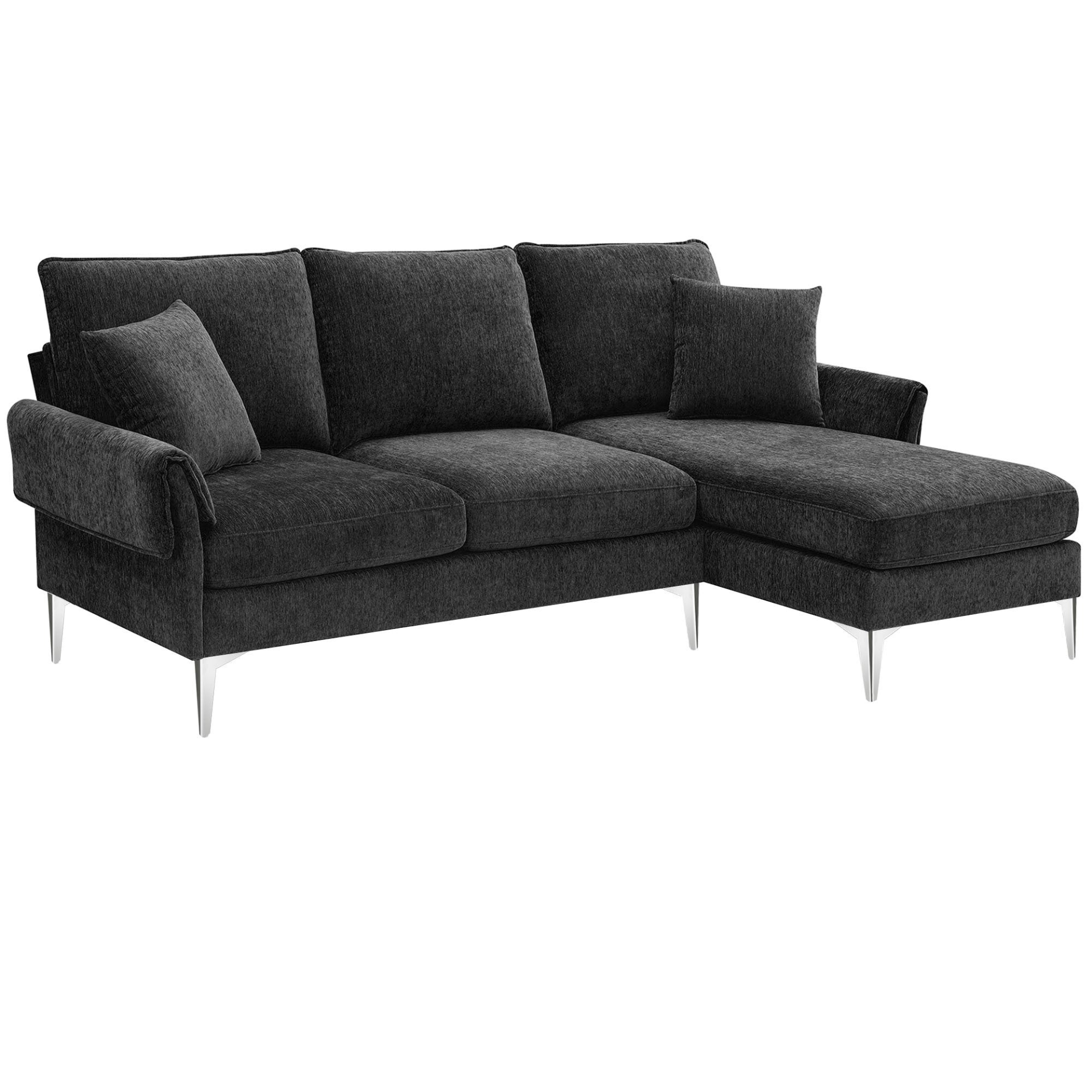 84" Convertible Sectional Sofa | Modern Chenille L-Shaped Sofa Couch with Reversible Chaise Lounge Sensual Secret Boutique