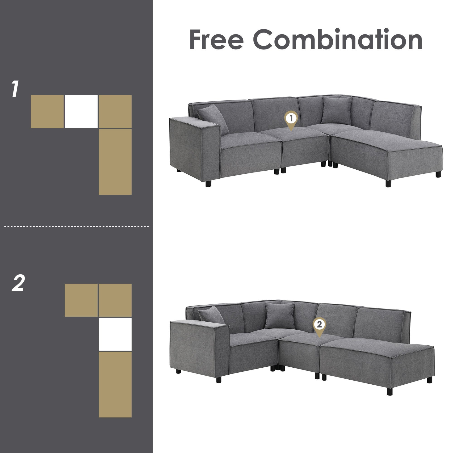 97*74" Modern Minimalist Style Sectional Sofa | L-Shaped Couch Set Sensual Secret Boutique