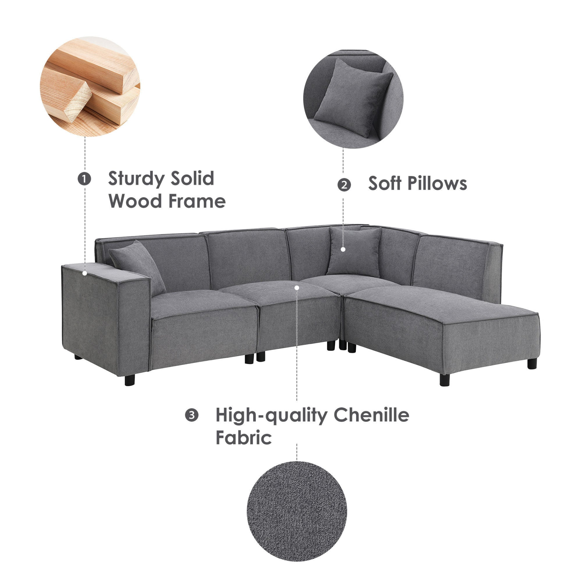 97*74" Modern Minimalist Style Sectional Sofa | L-Shaped Couch Set Sensual Secret Boutique