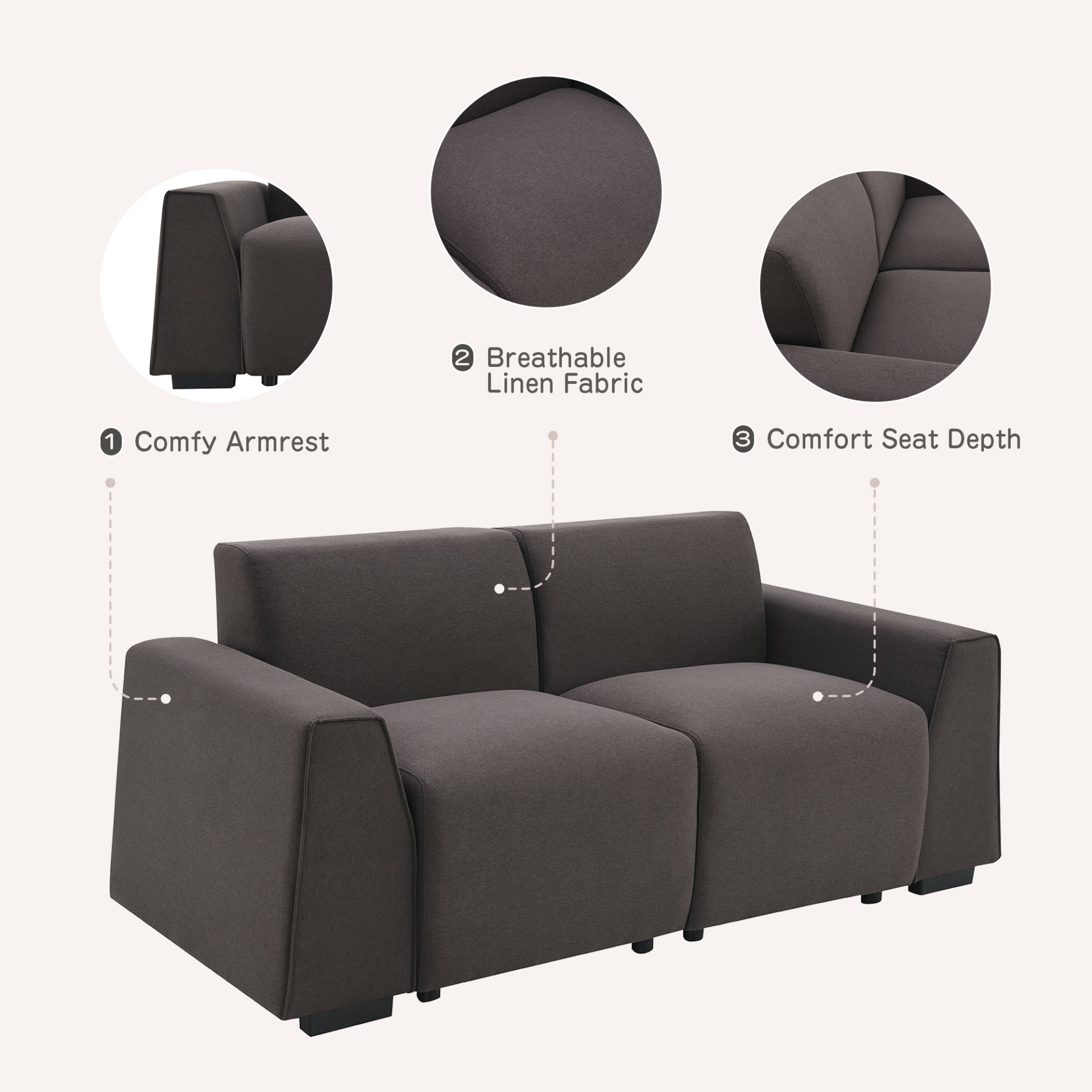 Modern Linen Fabric Sofa - Stylish, Minimalist 2-3 Seat Couch Sensual Secret Boutique