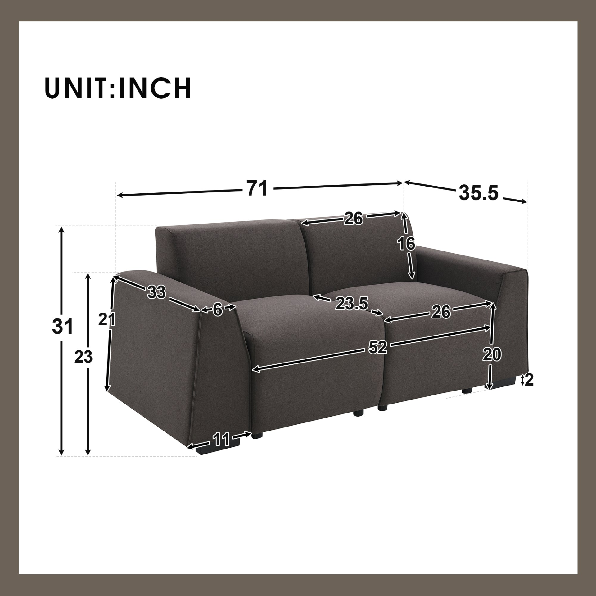 Modern Linen Fabric Sofa - Stylish, Minimalist 2-3 Seat Couch Sensual Secret Boutique