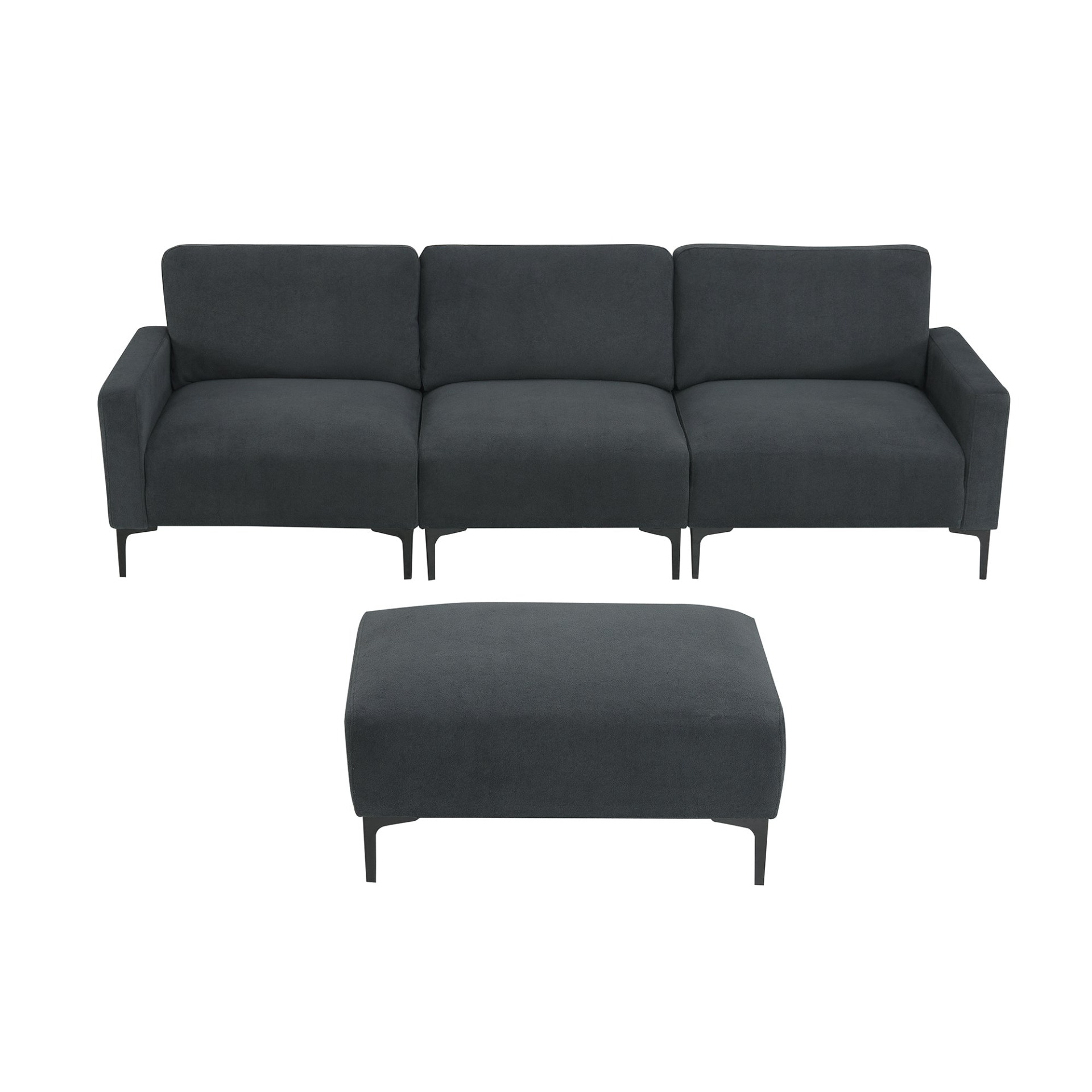 Modern L-shaped Sectional Sofa - 103.5*59", 4-seat Velvet Fabric Couch Set with Convertible Ottoman Sensual Secret Boutique