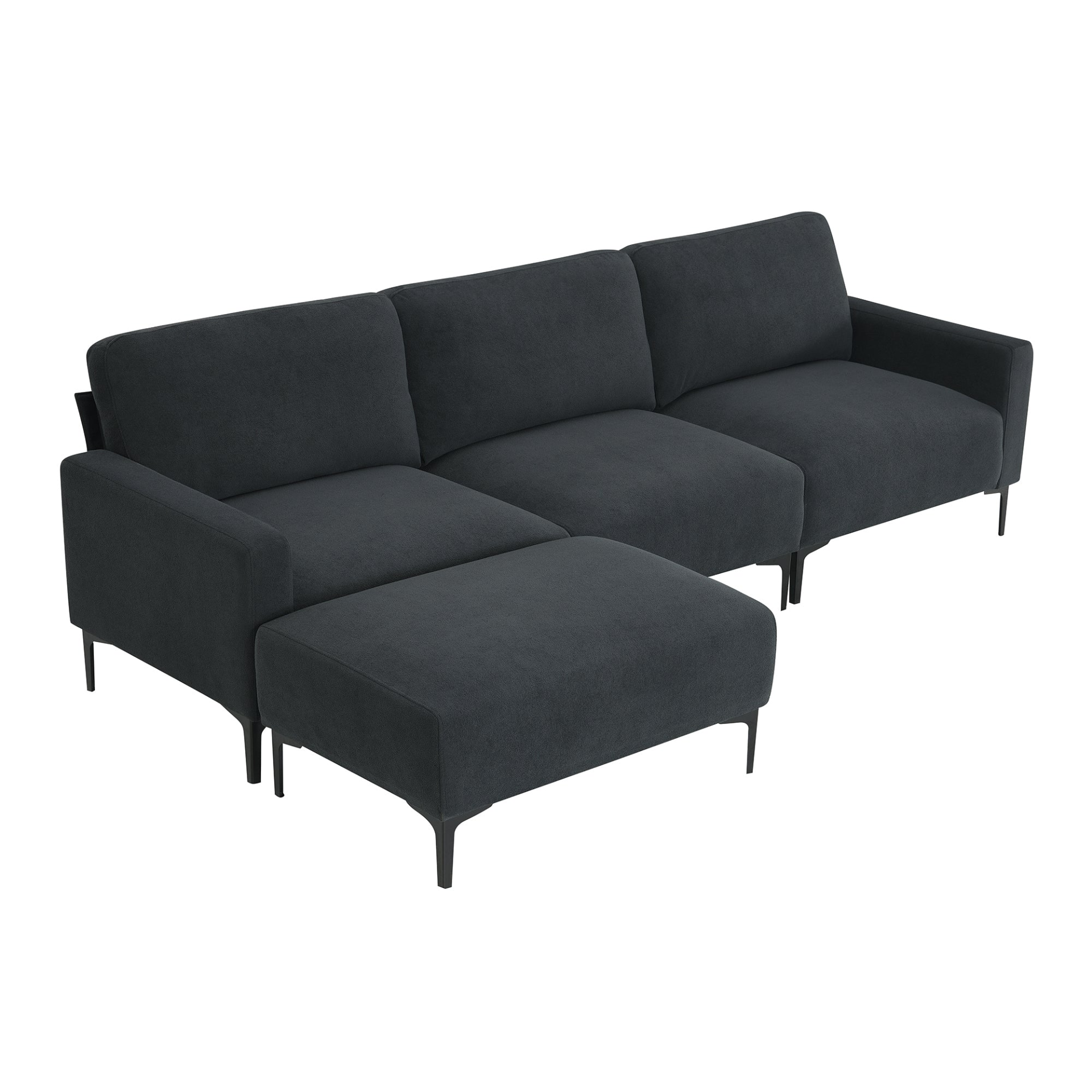 Modern L-shaped Sectional Sofa - 103.5*59", 4-seat Velvet Fabric Couch Set with Convertible Ottoman Sensual Secret Boutique