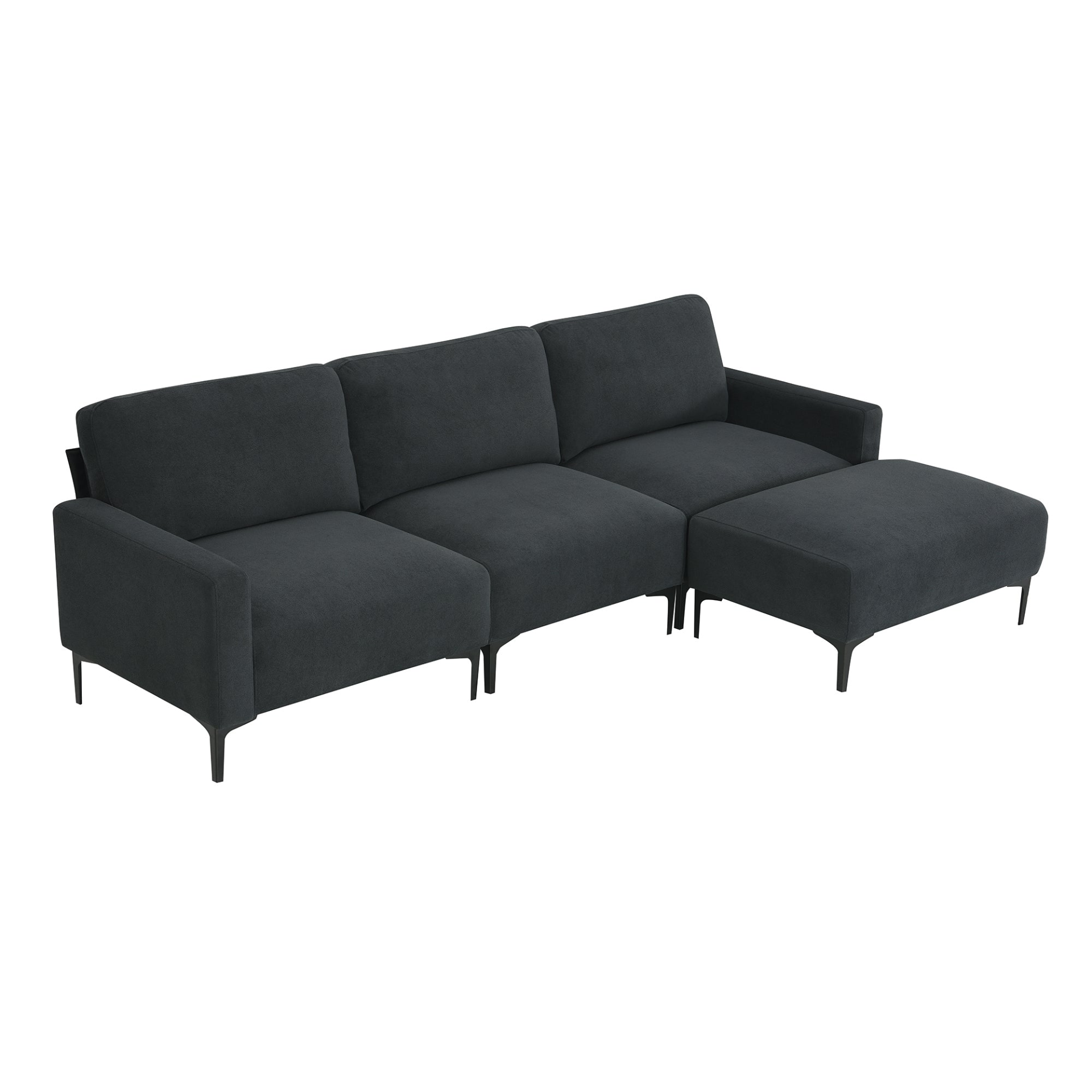 Modern L-shaped Sectional Sofa - 103.5*59", 4-seat Velvet Fabric Couch Set with Convertible Ottoman Sensual Secret Boutique