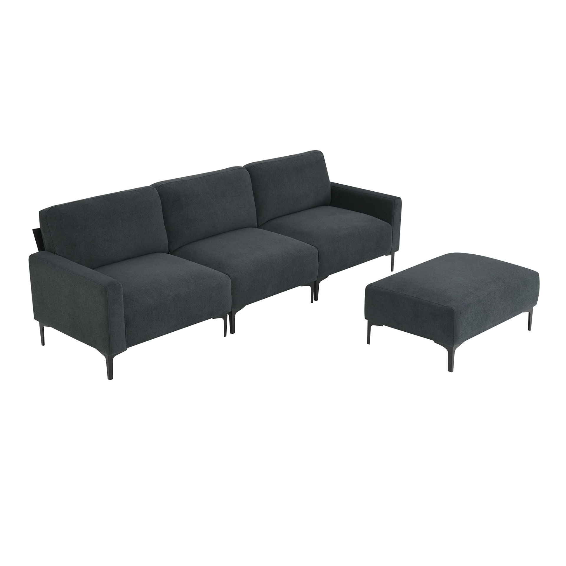 Modern L-shaped Sectional Sofa - 103.5*59", 4-seat Velvet Fabric Couch Set with Convertible Ottoman Sensual Secret Boutique