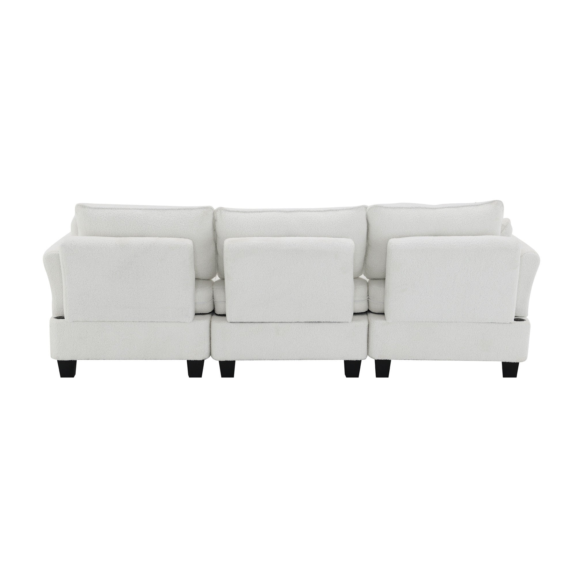 92*63" Modern Teddy Velvet Sectional Sofa with Charging Ports and Storage Ottoman Sensual Secret Boutique