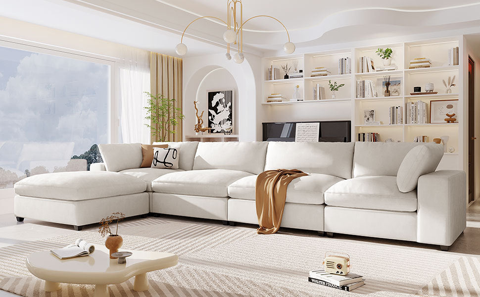 Upholstered Oversize Modular Sofa with Removable Ottoman - Comfortable and Stylish Furniture Sensual Secret Boutique