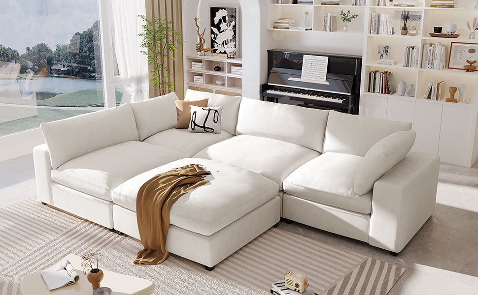 Upholstered Oversize Modular Sofa with Removable Ottoman - Comfortable and Stylish Furniture Sensual Secret Boutique