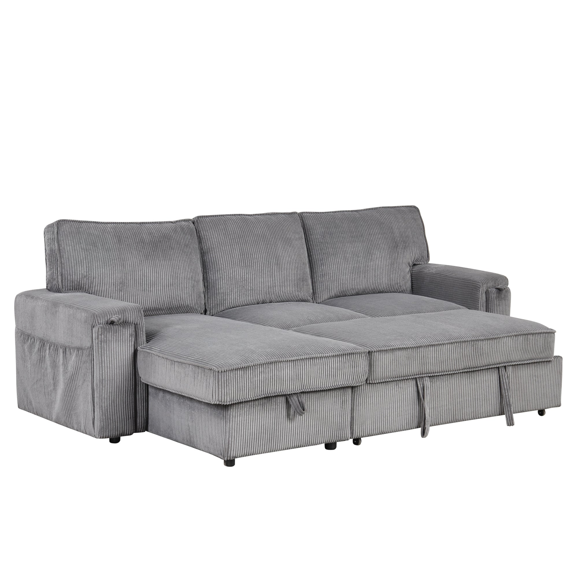 Upholstery Sleeper Sectional Sofa with Storage Bags and Cup Holders Sensual Secret Boutique