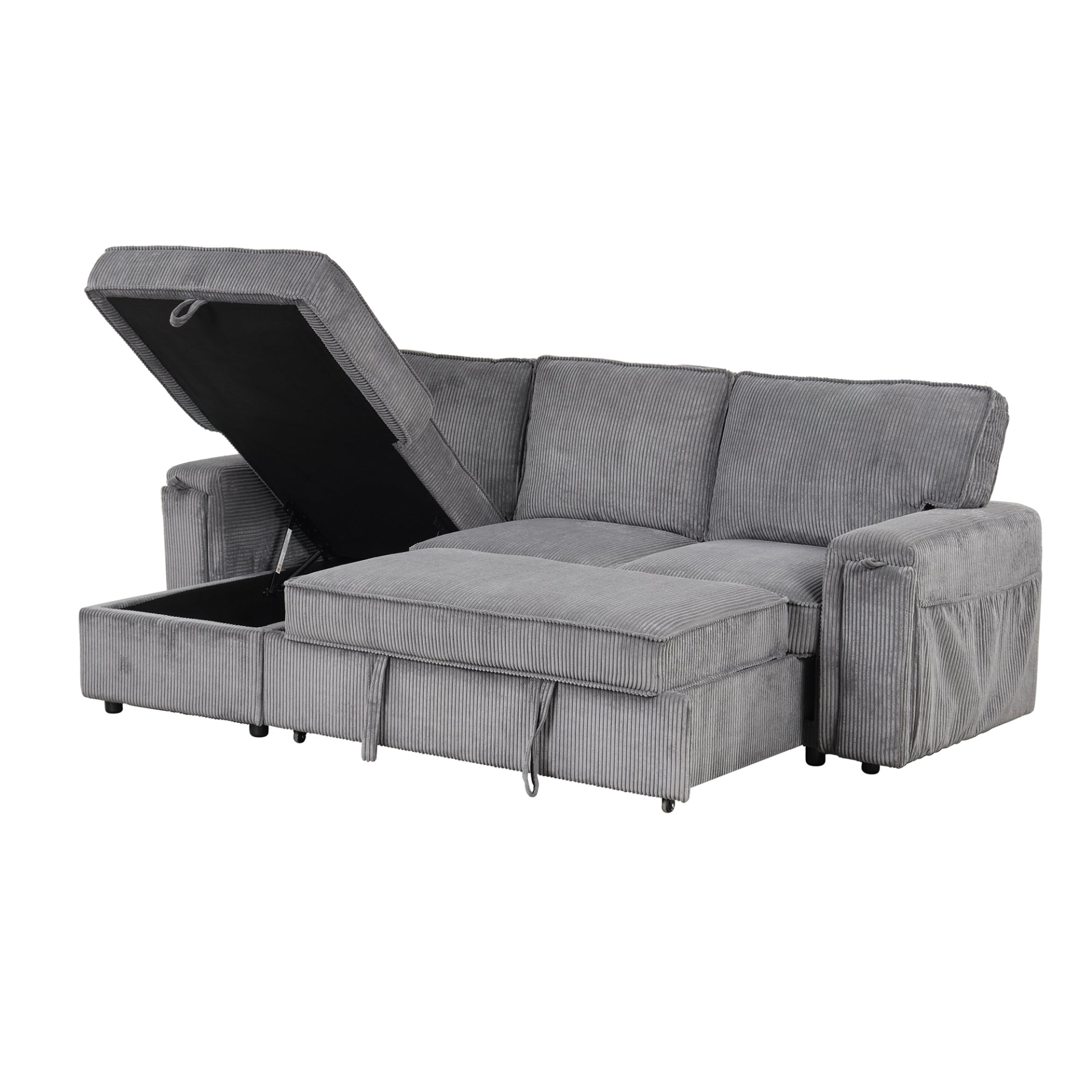 Upholstery Sleeper Sectional Sofa with Storage Bags and Cup Holders Sensual Secret Boutique